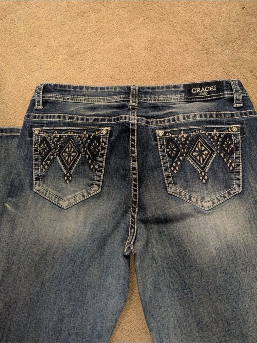 Grace in LA Women's Boot Cut Jeans - Faded Blue